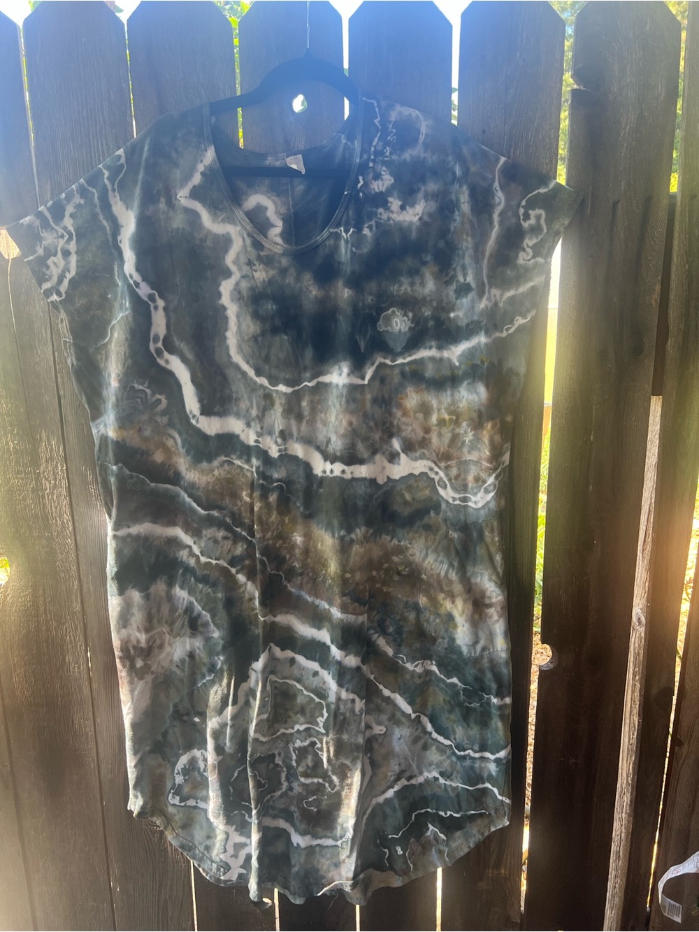 Hand tied and dyed Tie-Dye Short Sleeve Tee dress with pockets